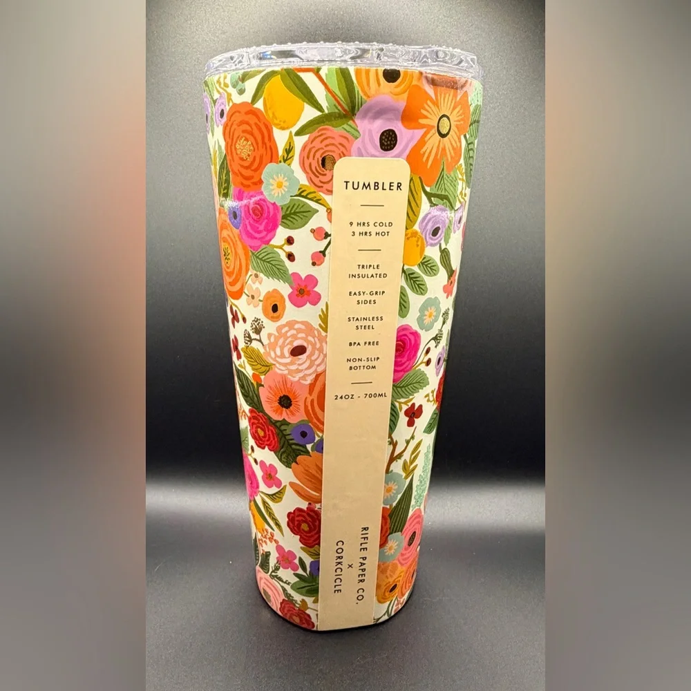 Corkcicle Floral Tumbler with Pink and Orange Accents - Picture 1 of 4